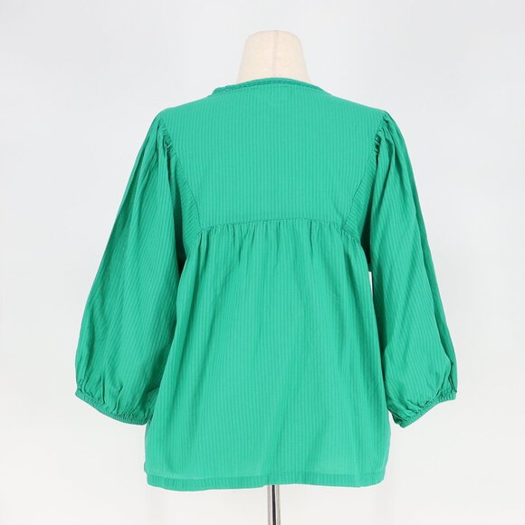 MAISON 123 Paris Clotilde Blouse V-Neck Subtle Texture Vibrant Green Size L - Picture 4 of 7